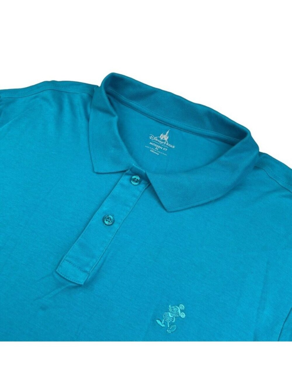 Disney Parks Men's 100% Cotton Modern Fit S/S Polo Shirt Teal Blue • XL